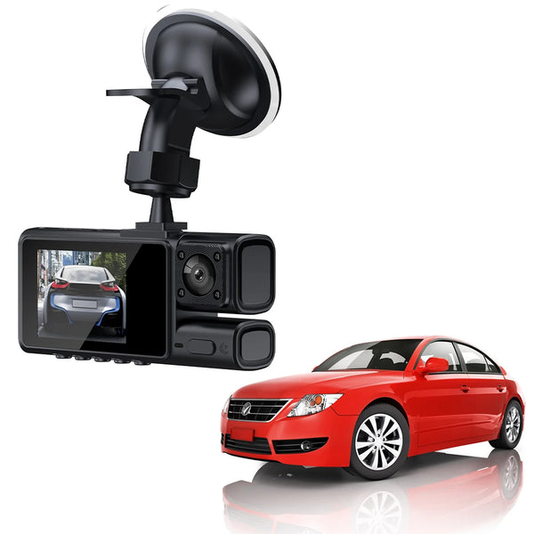 3 Channel Dash Cam Motion Detection HD 1080P Vehicle Video Recorder G-Sensor Car Camcorder Night Vision Front Rear Inside Camera