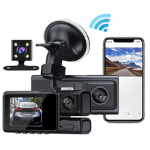 3 Channel Dash Cam Motion Detection HD 1080P Vehicle Video Recorder G-Sensor Car Camcorder Night Vision Front Rear Inside Camera