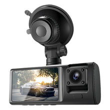 3-Lens Vehicle Dash Cam HD 1080P IR Night Vision Three Way Camera DVR Recorder 2.0inch IPS Front/Cabin/Rear Cam with G-sensor