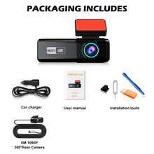 Aprilboy 4K WIFI Dash Cam 2160P Car DVR Front and Rear Dual Lens Auto Car Camera with Night Vision G-Sensor 24H Parking Monitor