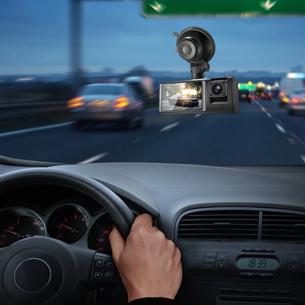 3 Channel WiFi Car DVR HD 1080P IR Night Vision Dashcam Camcorder 2.0inch IPS Front/Cabin/Rear Cam Parking Monitor with G-sensor