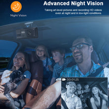3 Channel Dash Cam Motion Detection HD 1080P Vehicle Video Recorder G-Sensor Car Camcorder Night Vision Front Rear Inside Camera