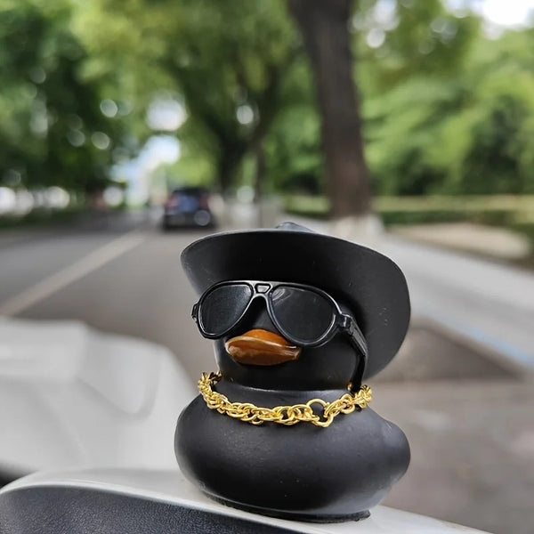 1PC Cool Cowboy Hat Duck Car Decoration Rearview Mirror Decoration
